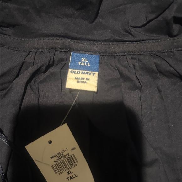 Navy Ruffled Button-Up Blouse - Picture 4 of 4